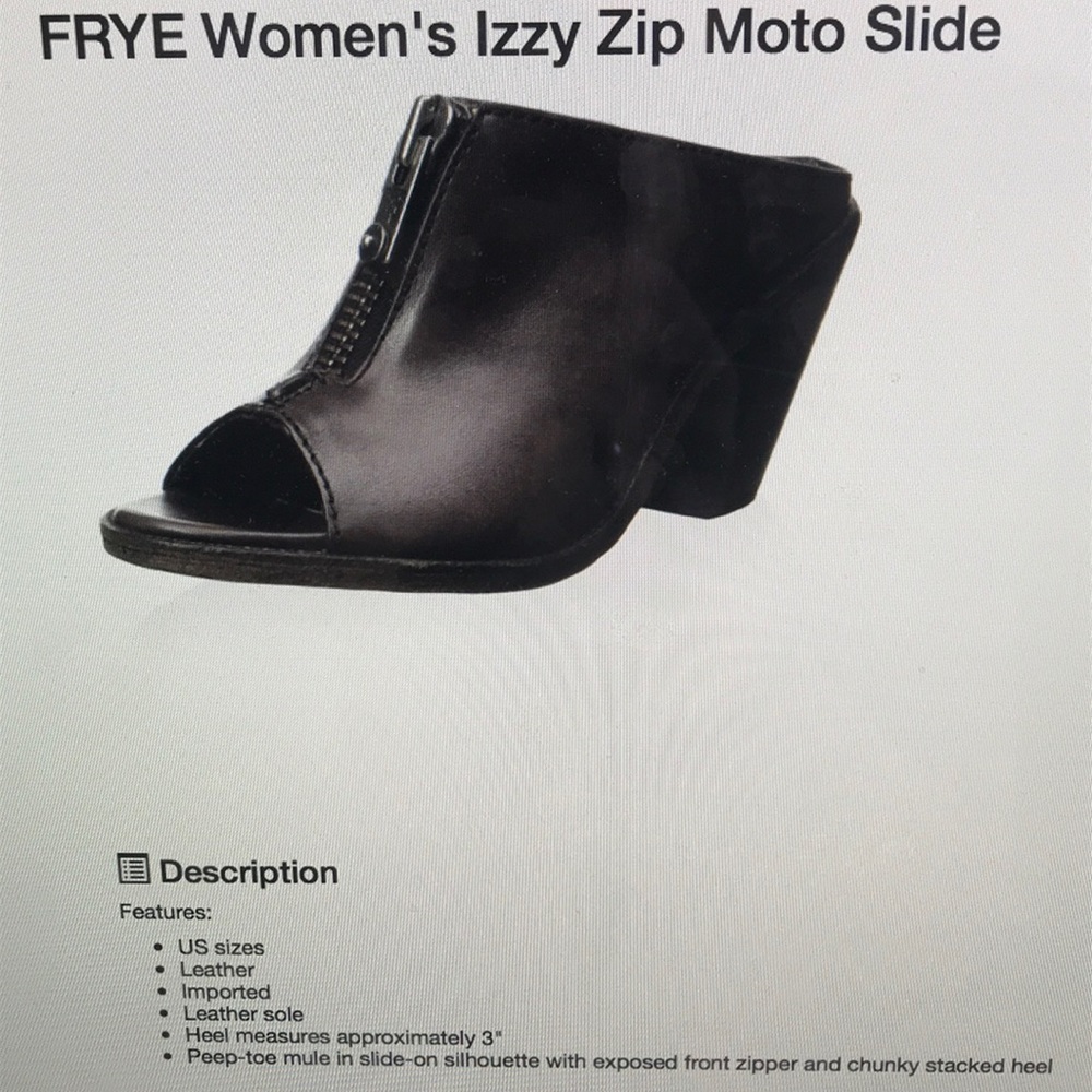 COPY - Frye brown Izzy Zip Moto Slide